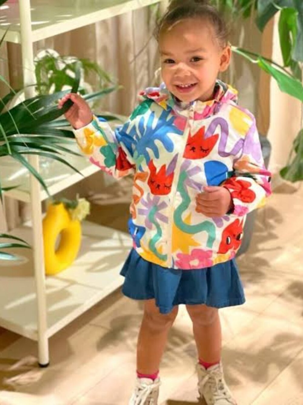 Liunic x H&M Toddler Windbreaker Jacket Hooded Colorful Abstract Art Print 3T
